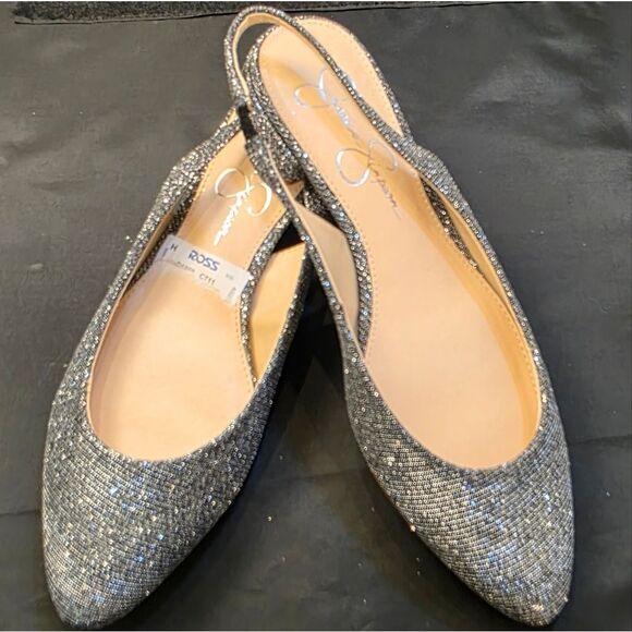 BRAND NEW JESSICA SIMPSON  GLITTERED WOMENS SLINGBACK FLAT SANDALS - Picture 8 of 16